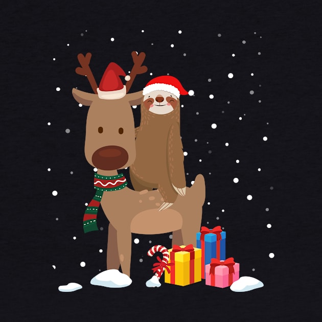 Santa Sloth Riding a Reindeer-Sloth Christmas Gift by maximel19722